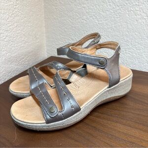 Acorn Sandals Womens 9 Ankle Strap Gray Slip On Hook And Loop Open Toe Comfort‎